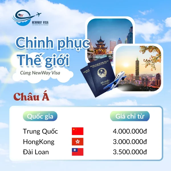 Visa Châu Á: Trung Quốc, Hongkong, Đài Loan