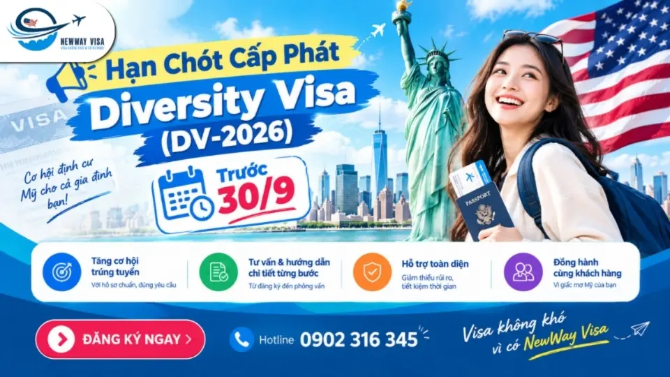 Hạn Chót Cấp Phát Diversity Visa (DV-2026) Trước 30/9