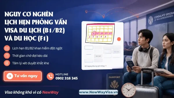 Nguy cơ nghèn lịch hẹn phỏng vấn Visa du lịch (B1B2) và du học (F1)